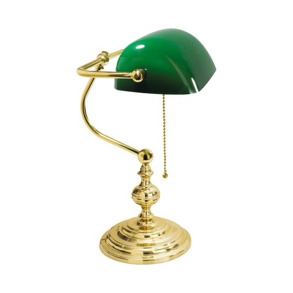 t4option0_0 | Retro Bankers Lamp Real Brass Green Glass Shade Ghidini 1849