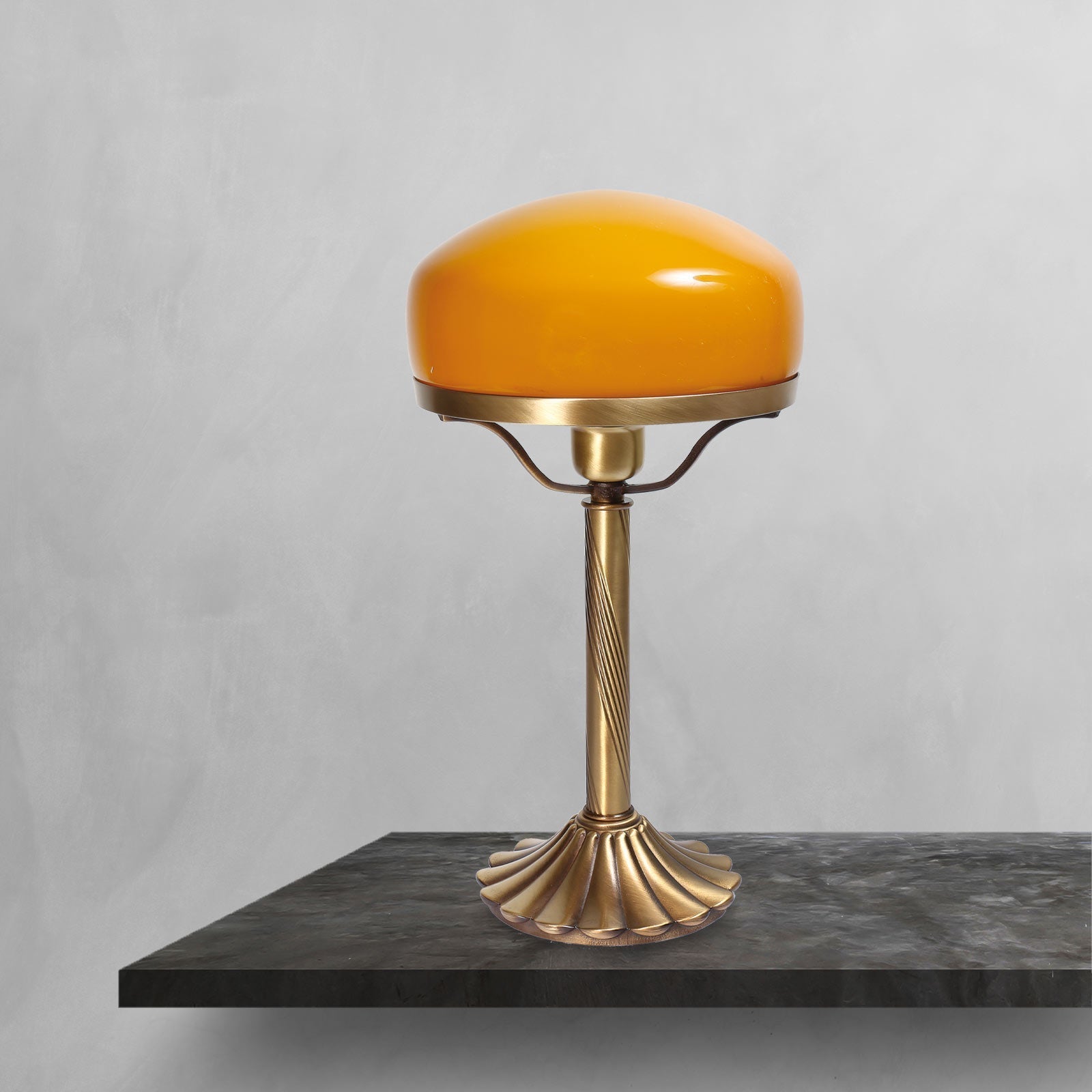 Retro Mushroom Lamp Real Brass With Amber Glass | Ghidini 1849