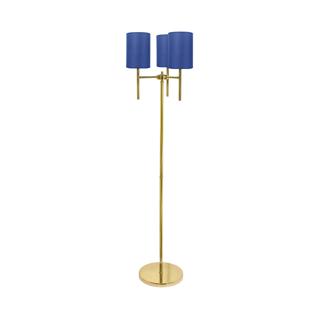 Retro Style Floor Lamp Brass Blue Lampshades Sofis Ghidini 1849