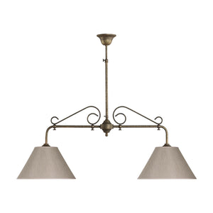 Rustic Bar Pendant Light Antique Brass And Cloth Shades | Ghidini 1849