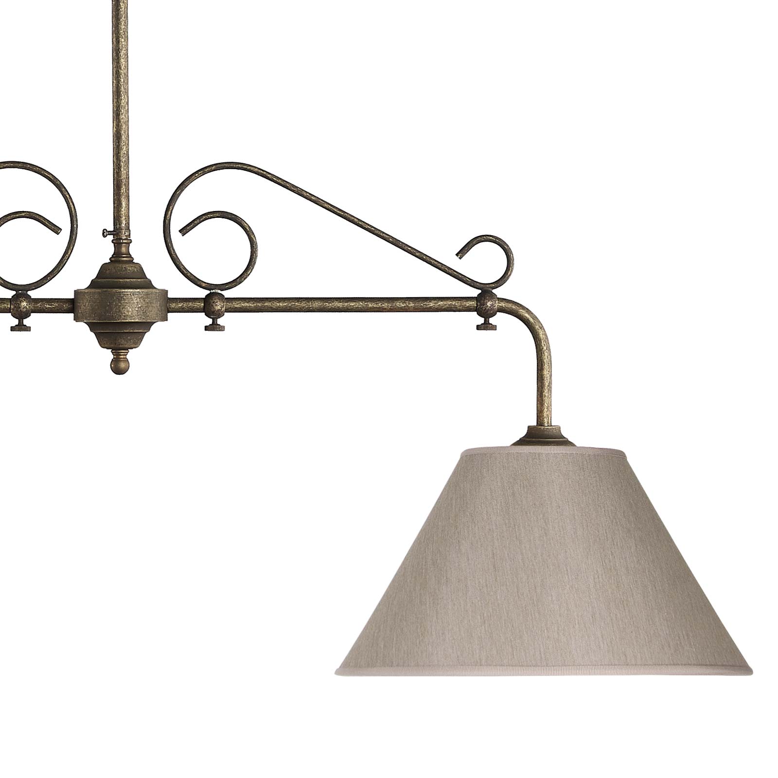 Rustic Bar Pendant Light Antique Brass And Cloth Shades | Ghidini 1849