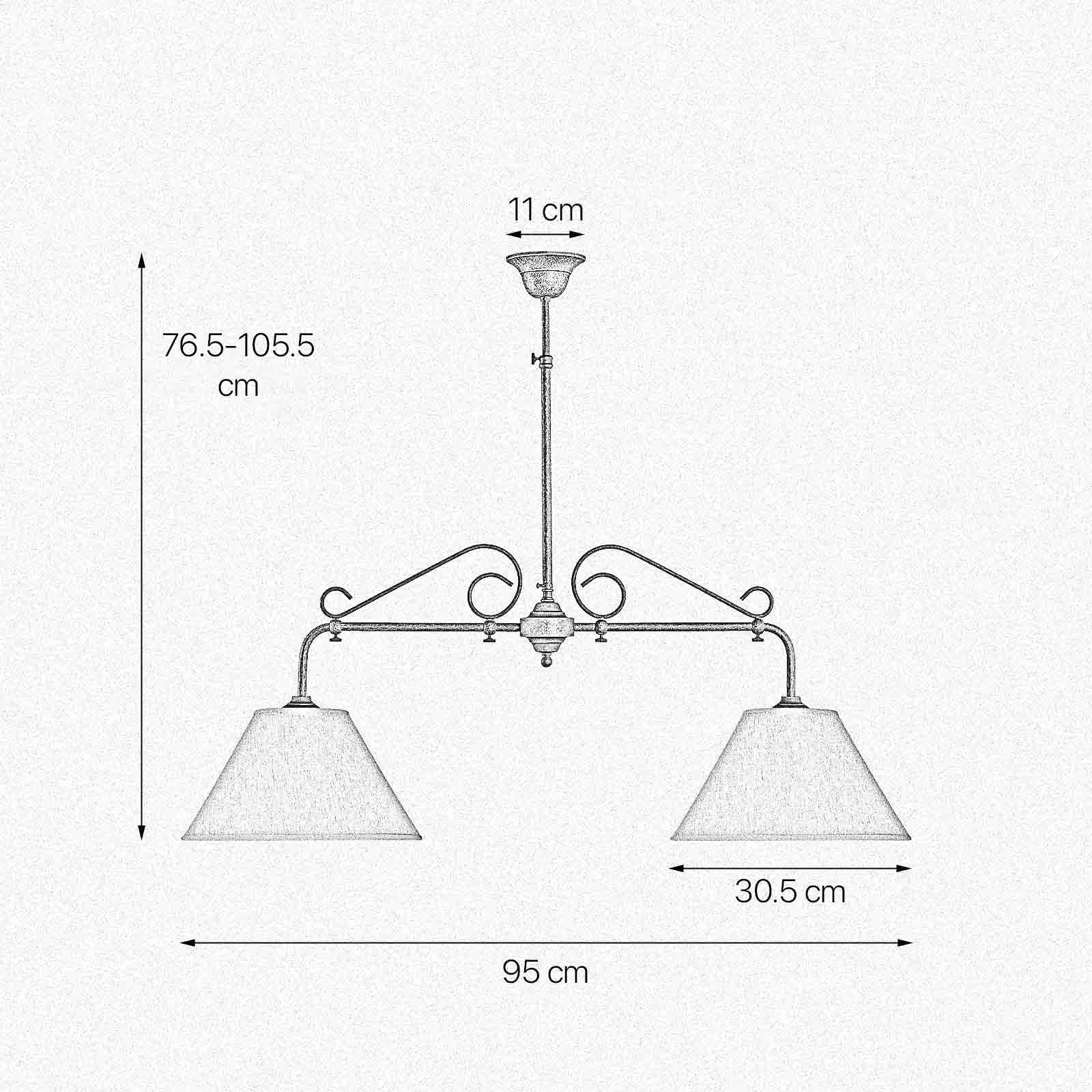 Rustic Bar Pendant Light Antique Brass And Cloth Shades | Ghidini 1849