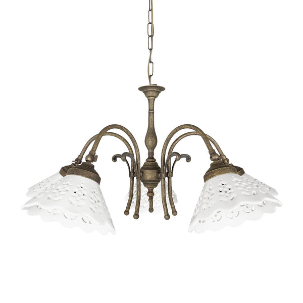 t4option0_0 | Rustic Chandelier in Antique Brass and Ceramic Ghidini 1849