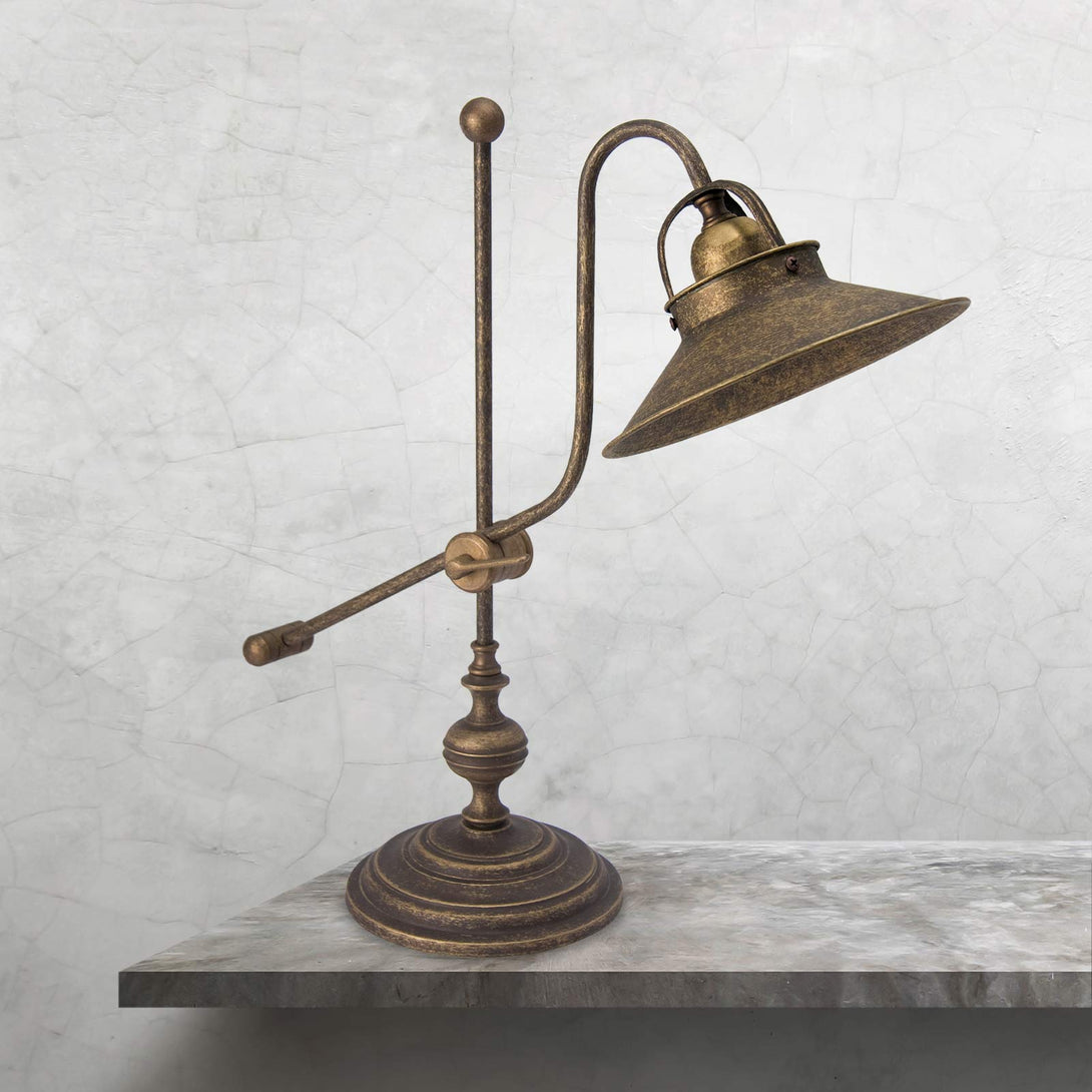 Rustic Industrial Table Lamp Brass Adjustable Country Ghidini 1849