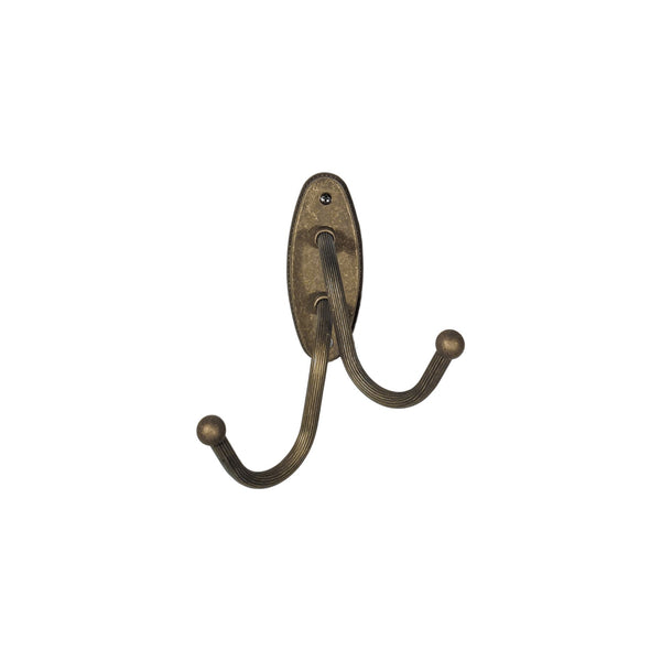 t4option0_0 | Rustic Robe Hook Double In Solid Antique Brass Ghidini 1849