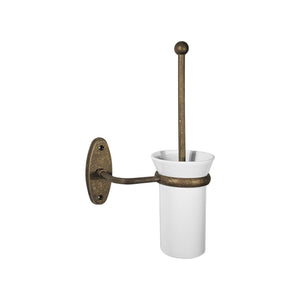 Rustic Toilet Brush Holder Antique Brass Ceramic | Ghidini 1849