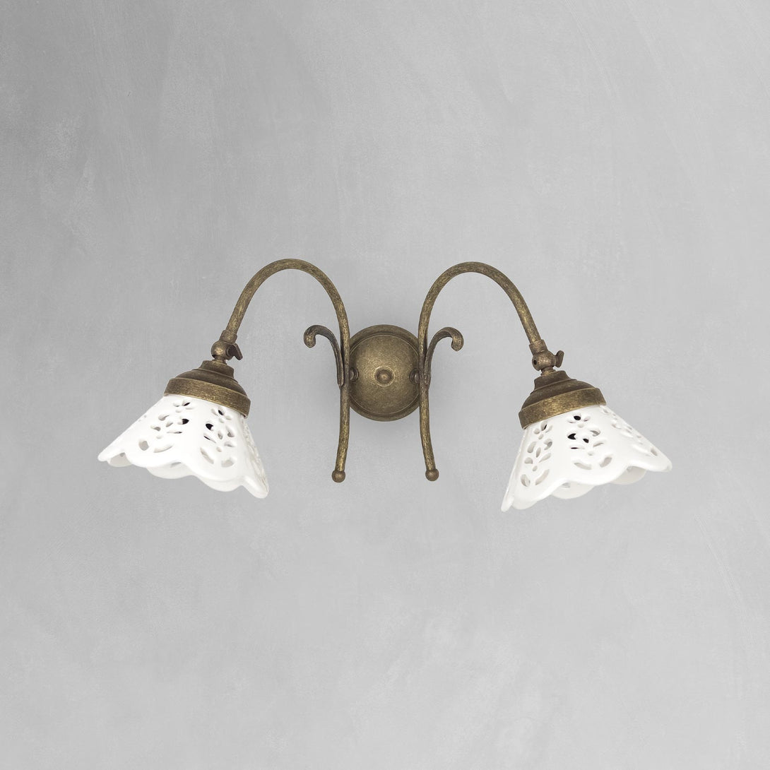 Rustic Wall Lamp Double Ceramic Movable Ghidini 1849