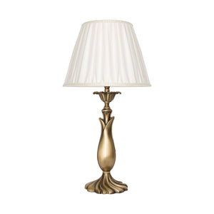 Satin Brass Table Lamp Traditional White Shade Ginevra | Ghidini 1849