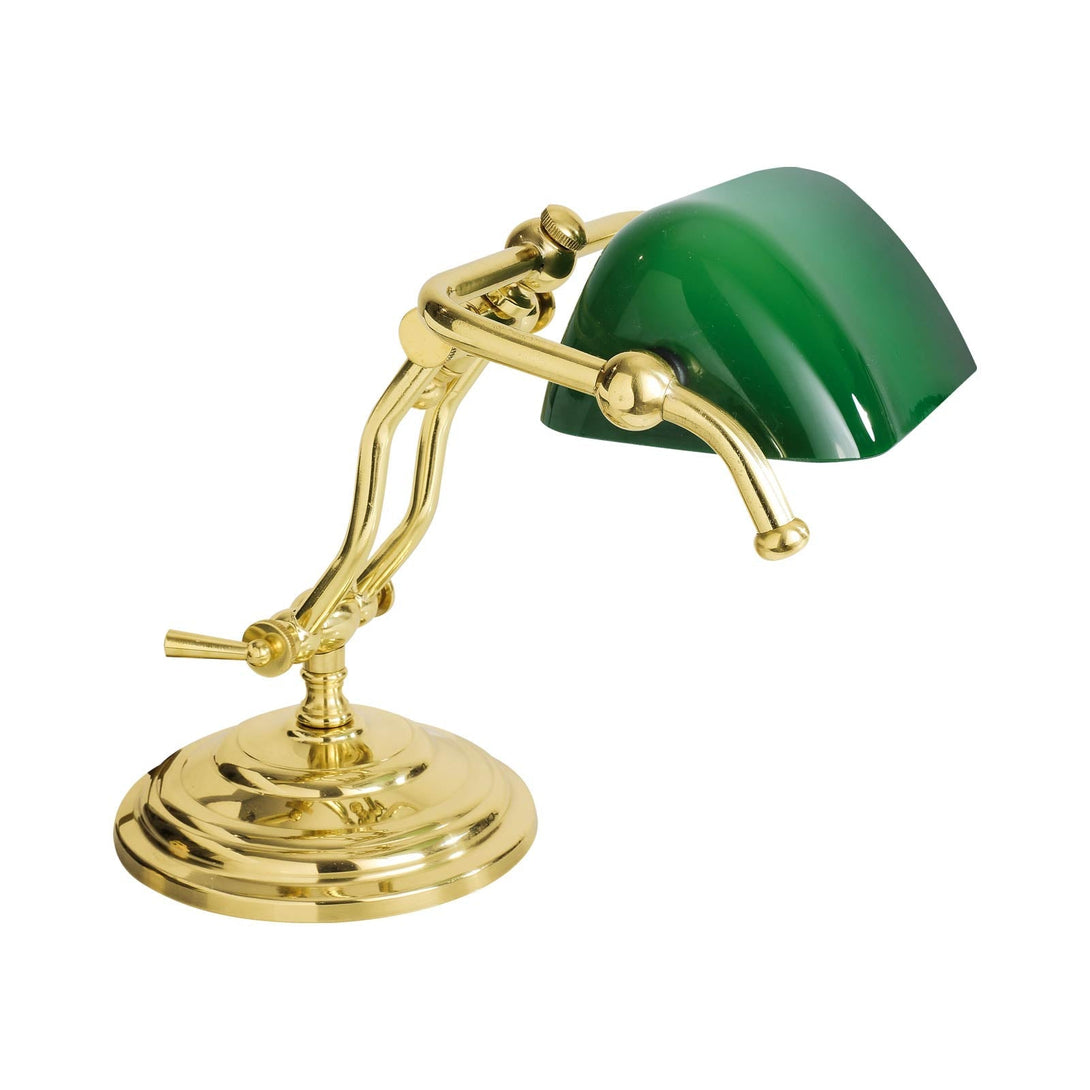 Small Bankers Lamp Art Deco Premium Polished Brass Ghidini 1849