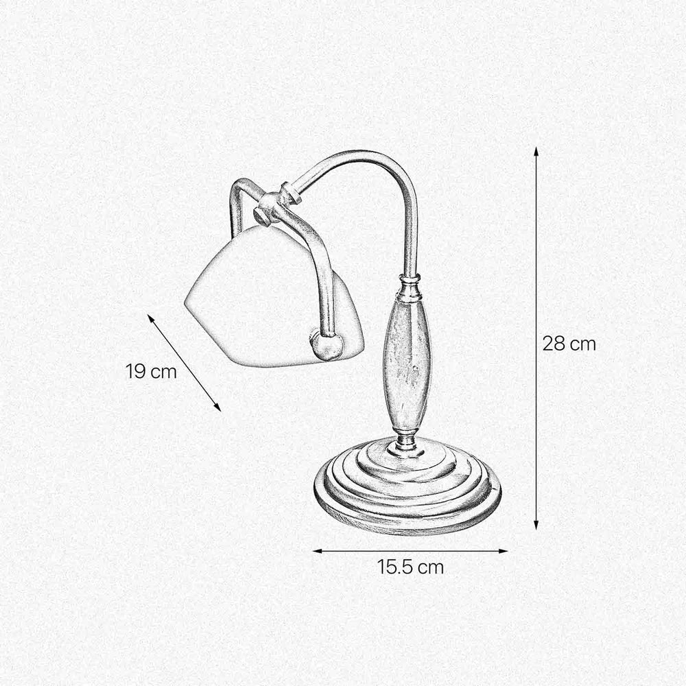 Petite Lampe De Banquier Laiton Insert Bois Vert