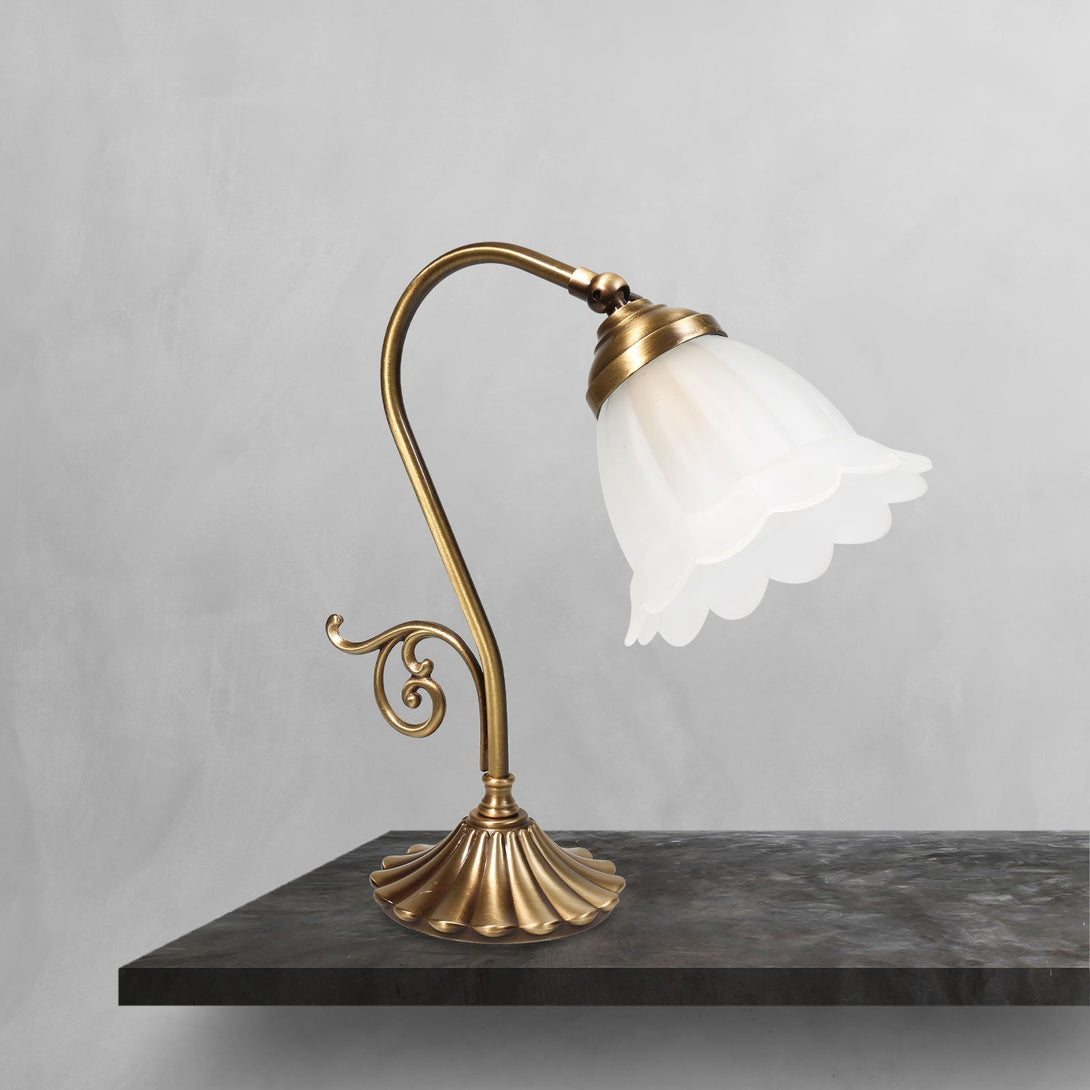 Small Decorative Table Lamp In Premium Floral Brass Ghidini 1849