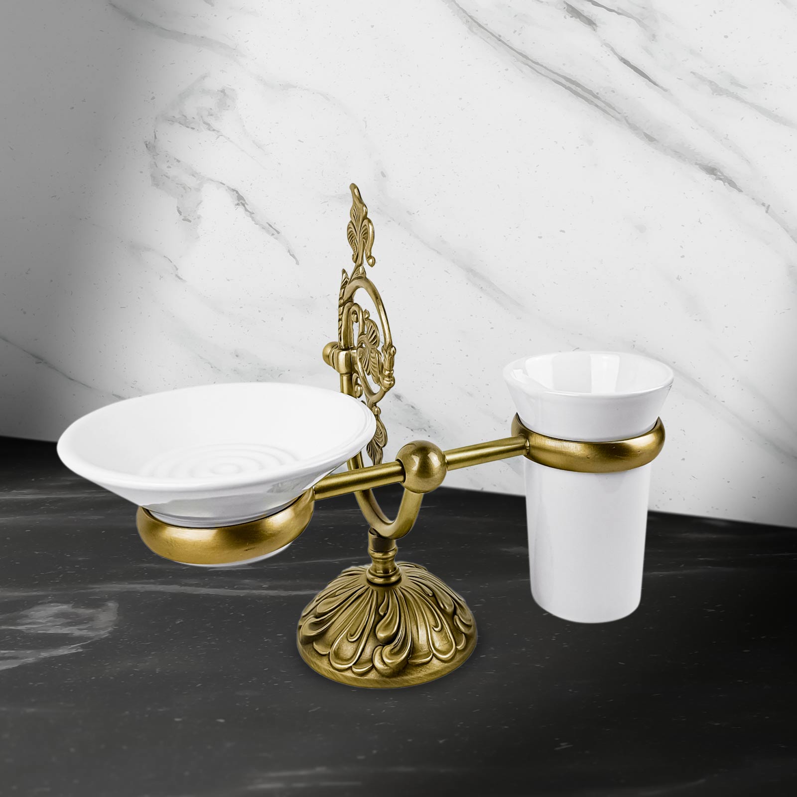 Brass bathroom soap & toothbrush discount holder