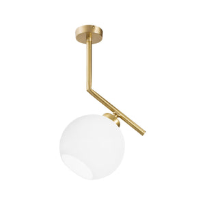 Sphere Ceiling Light Brass Small White Trivia | Ghidini 1849