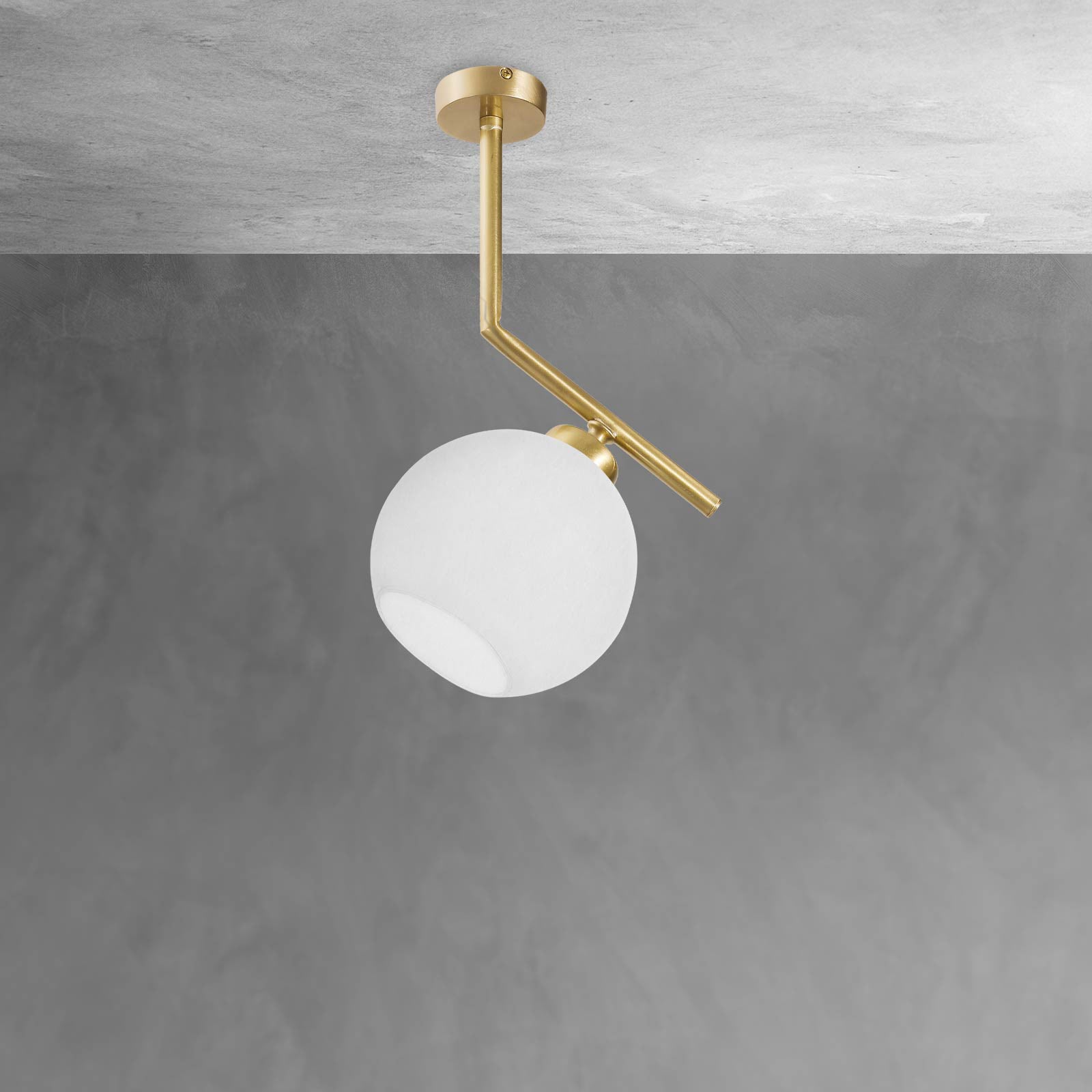 Sphere Ceiling Light Brass Small White Trivia | Ghidini 1849