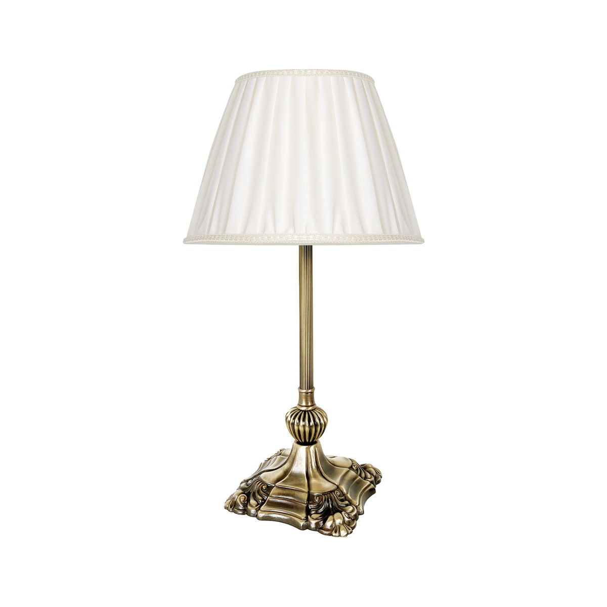 Lampada da Tavolo con Base Barocca e Paralume Plissettato - Medio / OBS Bronzo Satinato