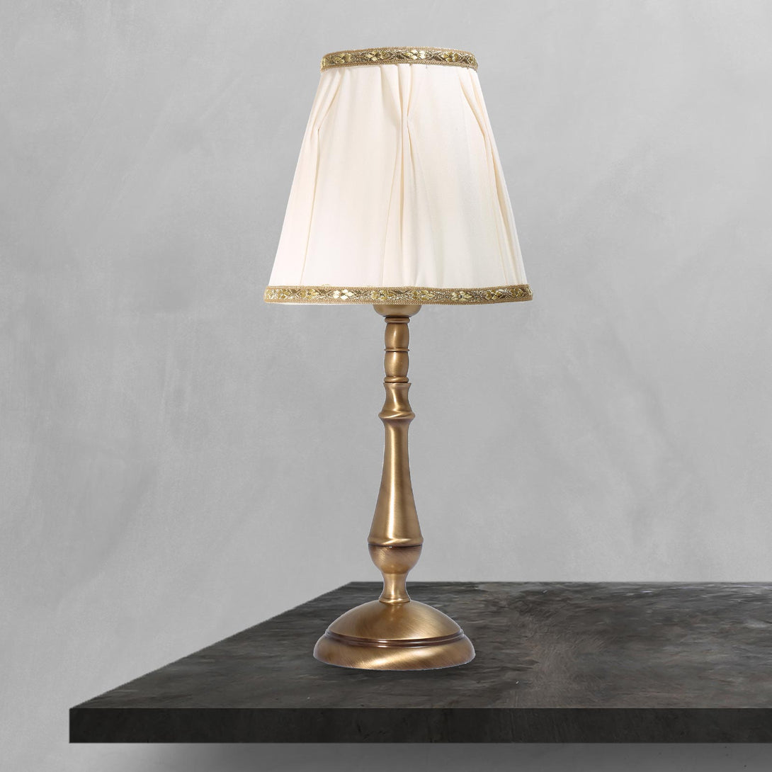 Table Lamp Fabric White And Bronze Brass Premium Ghidini 1849