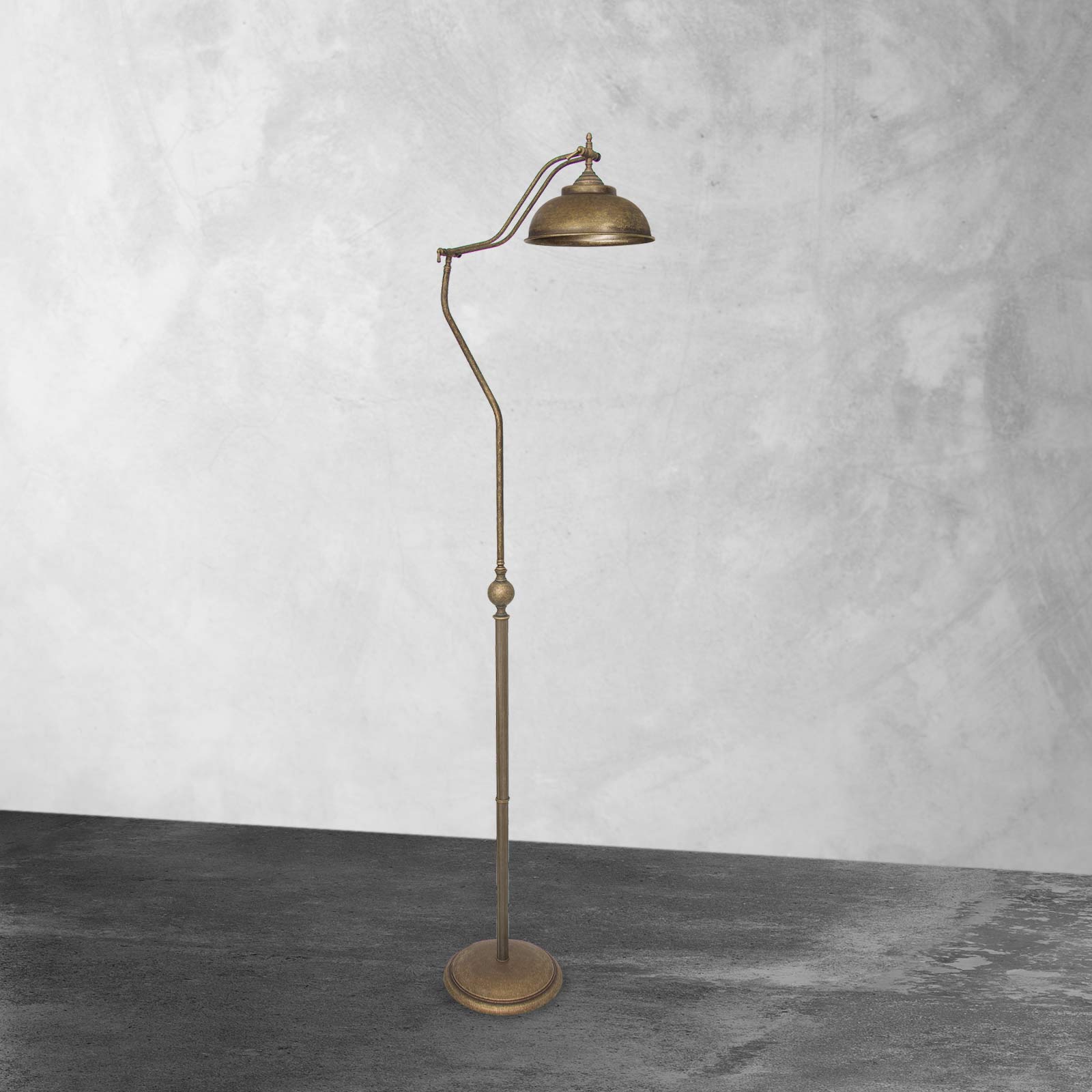 Tall Industrial Floor Lamp Premium Brass Oslo | Ghidini 1849