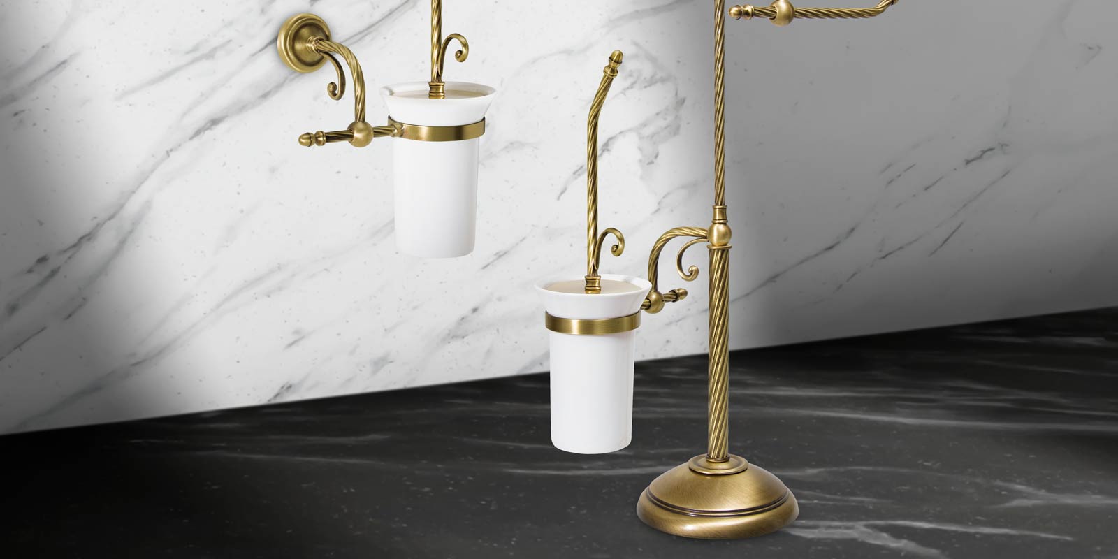 Toilet Brushes in Brass and Ceramic Handcrafted | Ghidini 1849