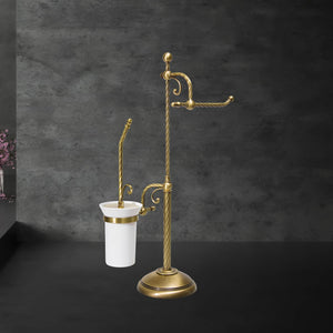 Toilet Roll Holder And Brush Set Real Brass Impero | Ghidini 1849