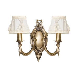 Traditional Brass Wall Sconce Cloth Shades Impero | Ghidini 1849