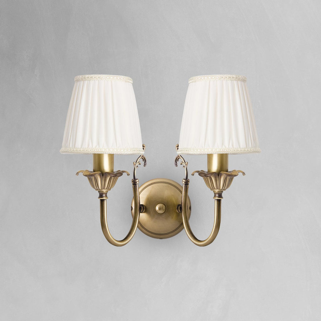 Traditional Brass Wall Sconce White Shade Ginevra Ghidini 1849