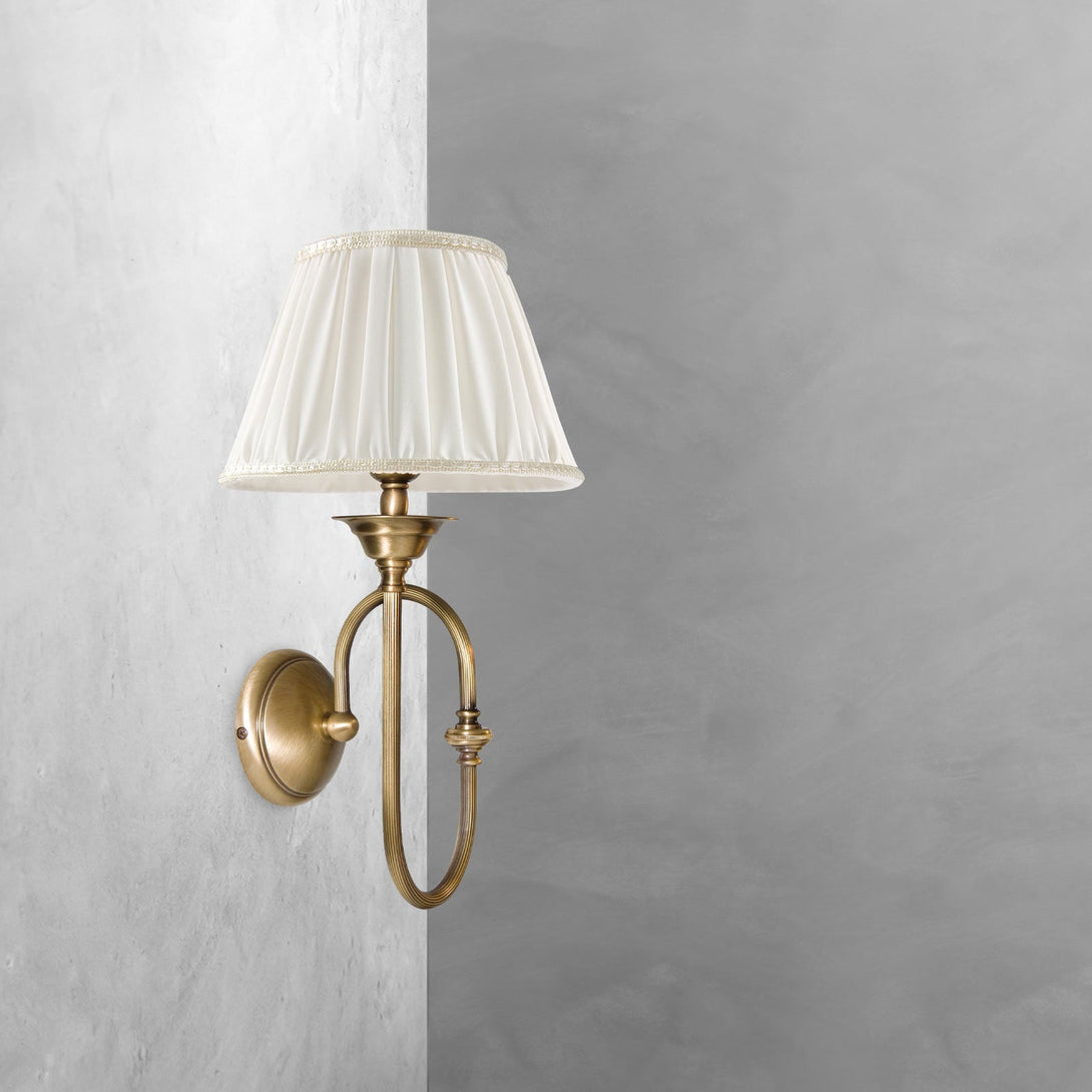 Trumpet Wall Light Moveable Brass And White Fabric Ghidini 1849
