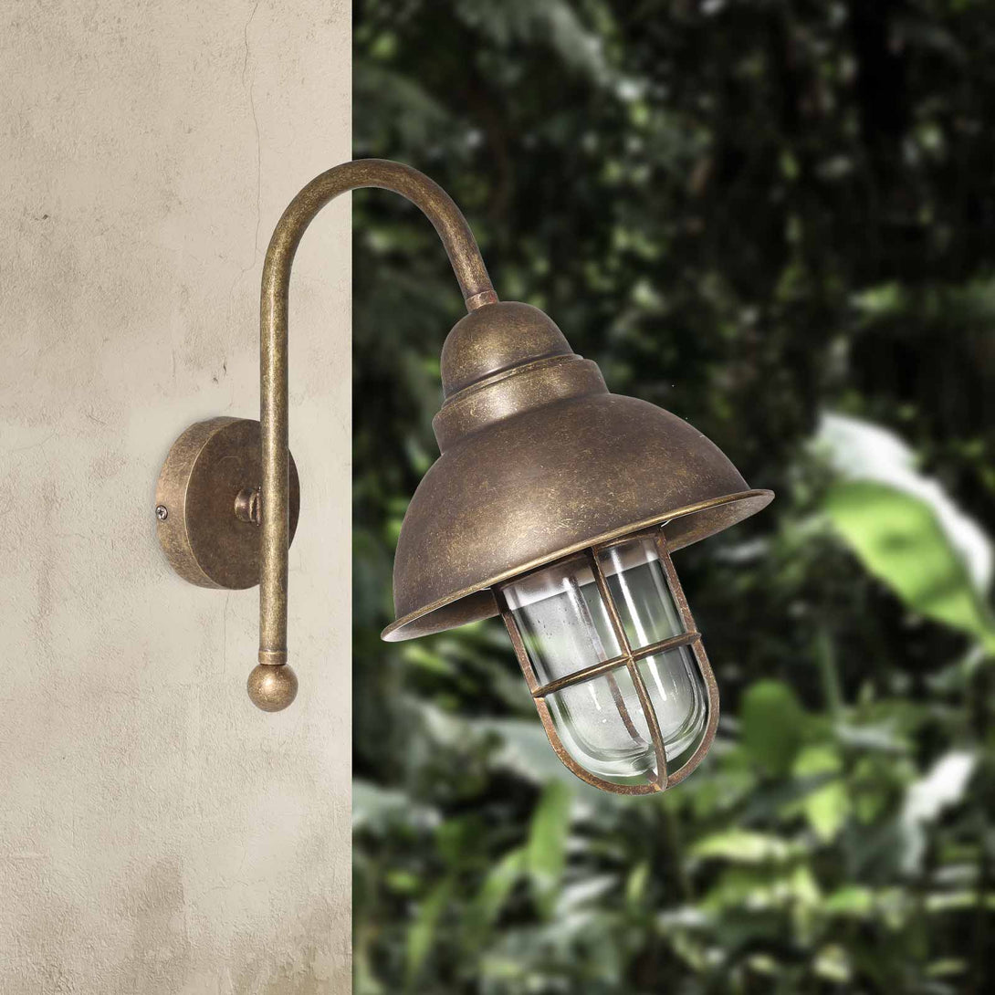 Unique Outdoor Wall Light Antique Brass Chronos Ghidini 1849