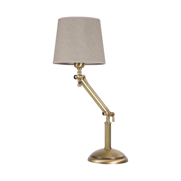 t4option0_0 | Vintage Adjustable Brass Desk Lamp With Linen Shade Ghidini 1849