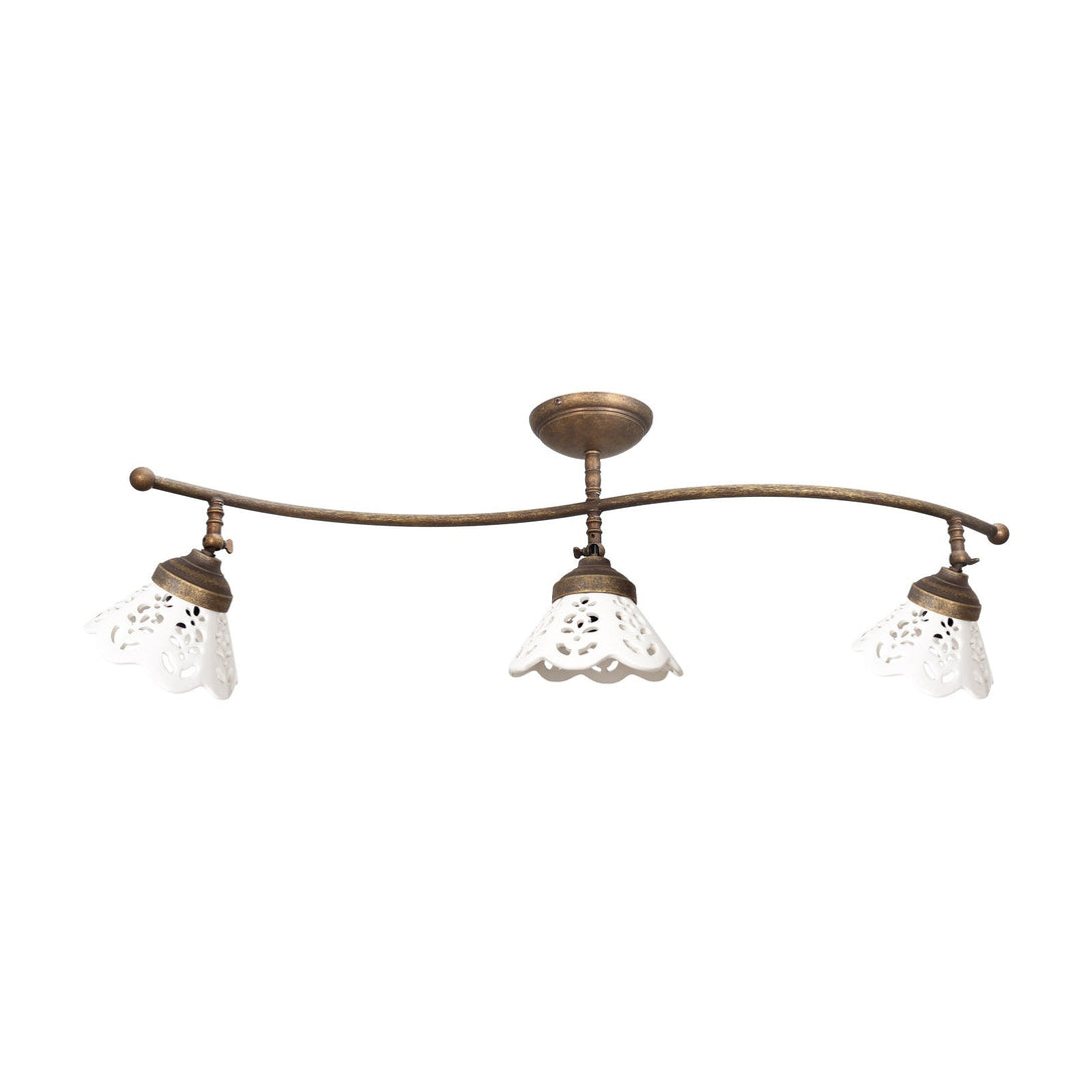 Vintage Ceiling Lamp Premium Brass and Ceramic Ghidini 1849