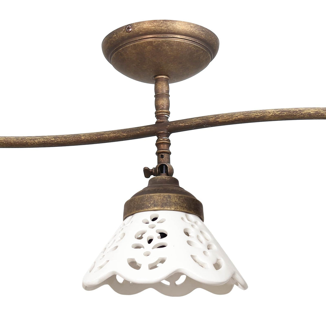 Vintage Ceiling Lamp Premium Brass and Ceramic Ghidini 1849