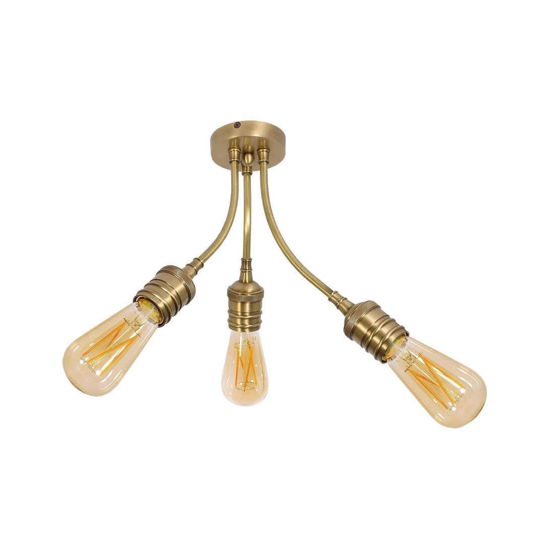 Vintage Looking Ceiling Light Brass 3 Led Edison Ghidini 1849
