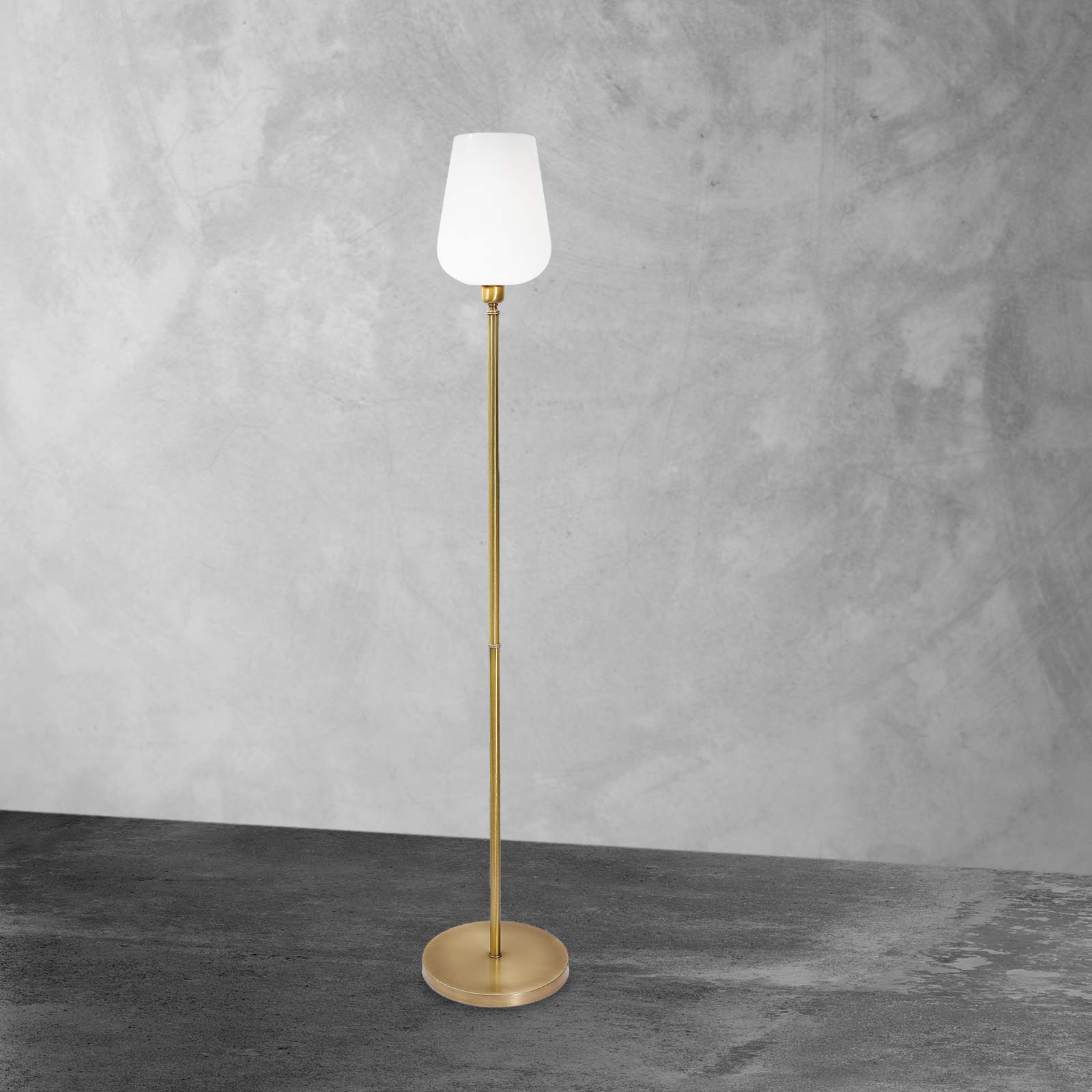 Vintage Floor Lamp Brass White Tulip Shade Talis | Ghidini 1849