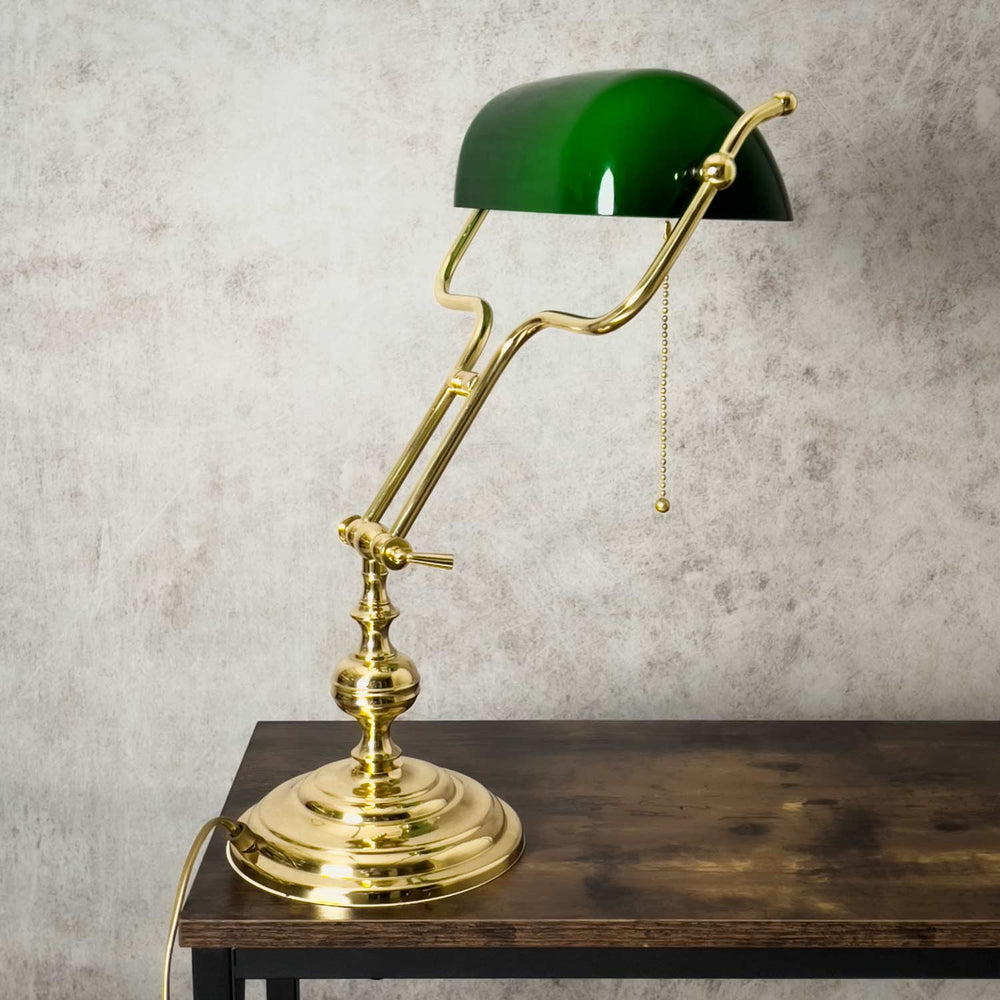 Retro Table Lamp, Traditional Banker Lamp With Pull Switch, Vintage Desk  Lamp Antique Library Lamp, Black Glass Lampshade, Bedside Lamp For  Bedroomlig