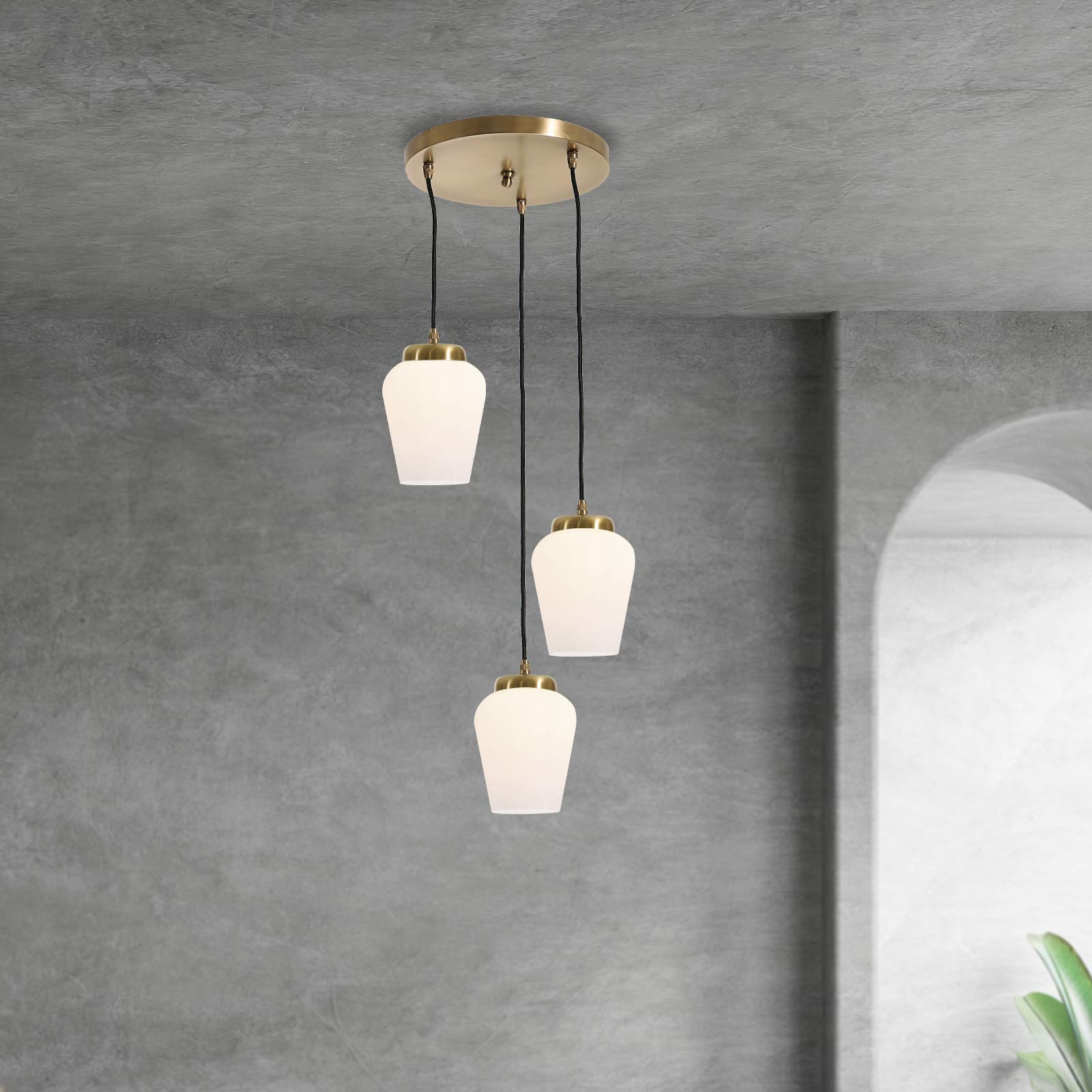 t4option0_0 | Vintage Pendant Light Brass 3 Glass Tulip Talis Ghidini 1849