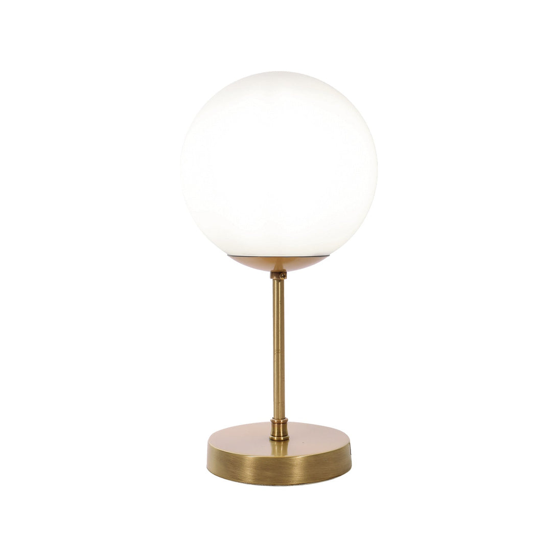 Vintage Table Lamp Brass Globe White Glass Musa Ghidini 1849