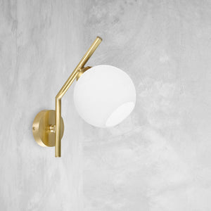 Vintage Wall Light Brass White Half Sphere Trivia | Ghidini 1849