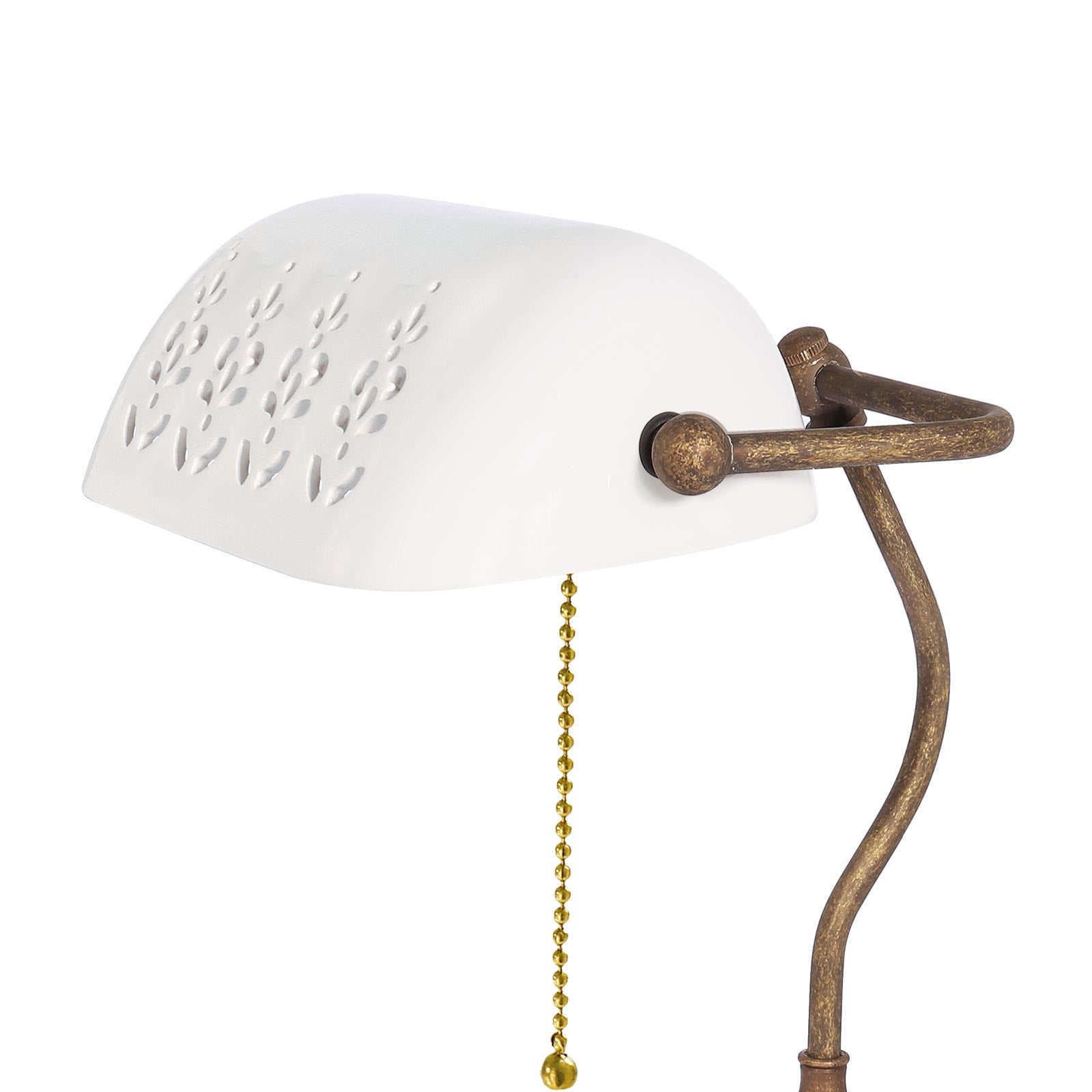 t4option0_0 | White Bankers Lamp Ceramic Shade Antique Brass Ghidini 1849